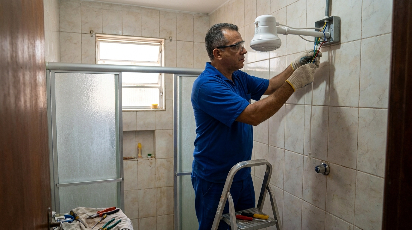 Substituição de Chuveiro Antigo no Centro, Santo André‑SP
